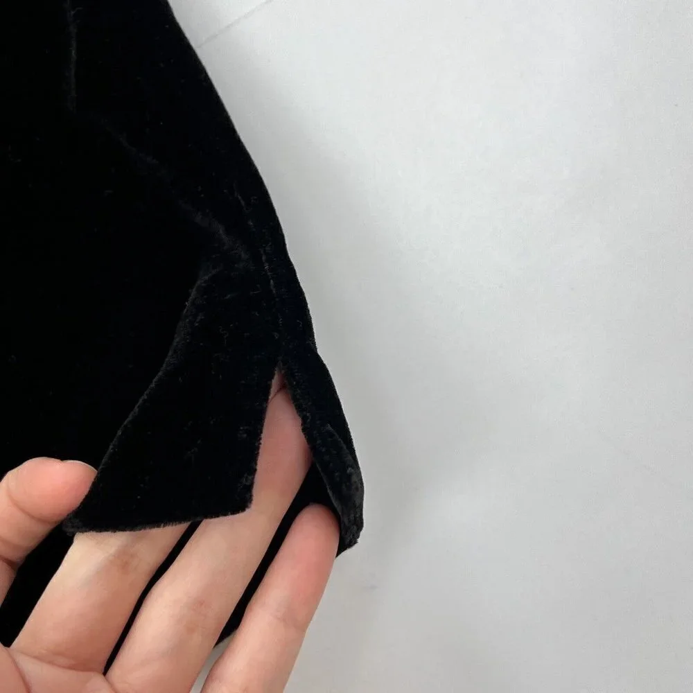 J. Crew Solid Black Velvet Slim Straight Leg Pull On Easy Pants
